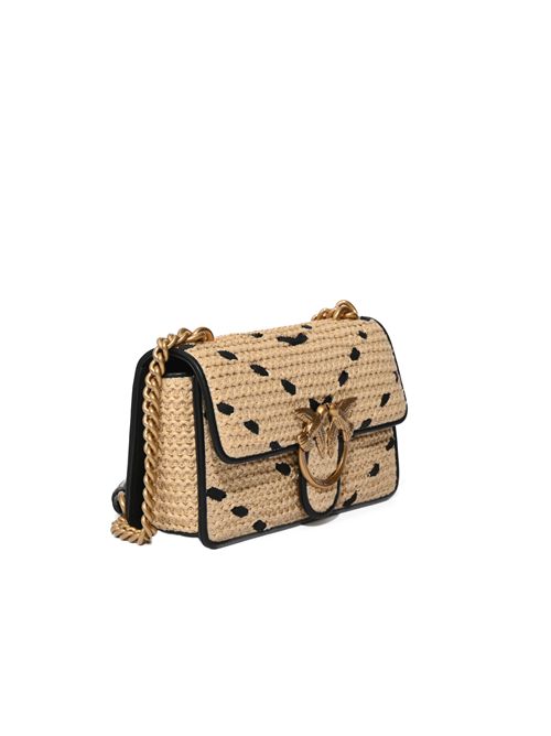 Borsa a mano piccola Mini Love Bag One Light in rafia chevron e pelle PINKO | 104550 A1RLHZ3Q